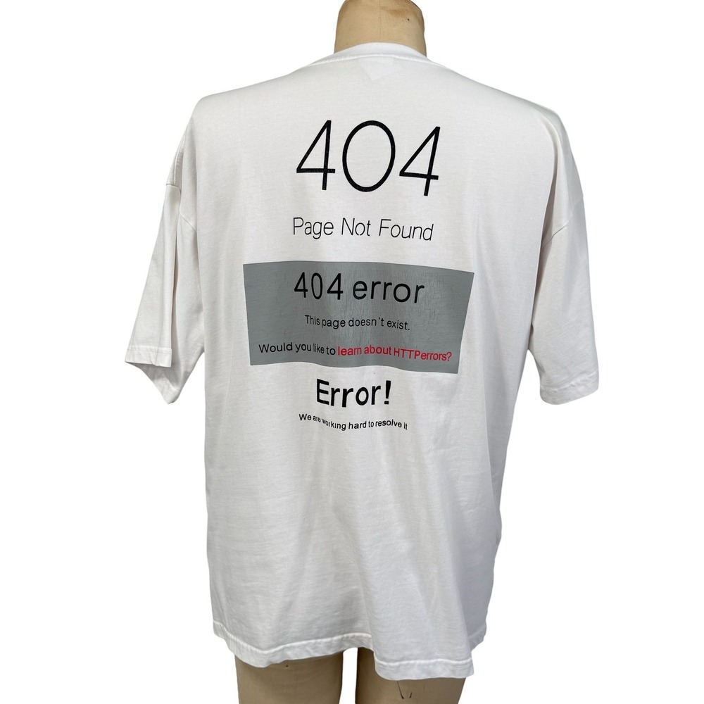 VETEMENTS Short Sleeve Tee Loading Error 404 T Shirt White Mens M Oversized